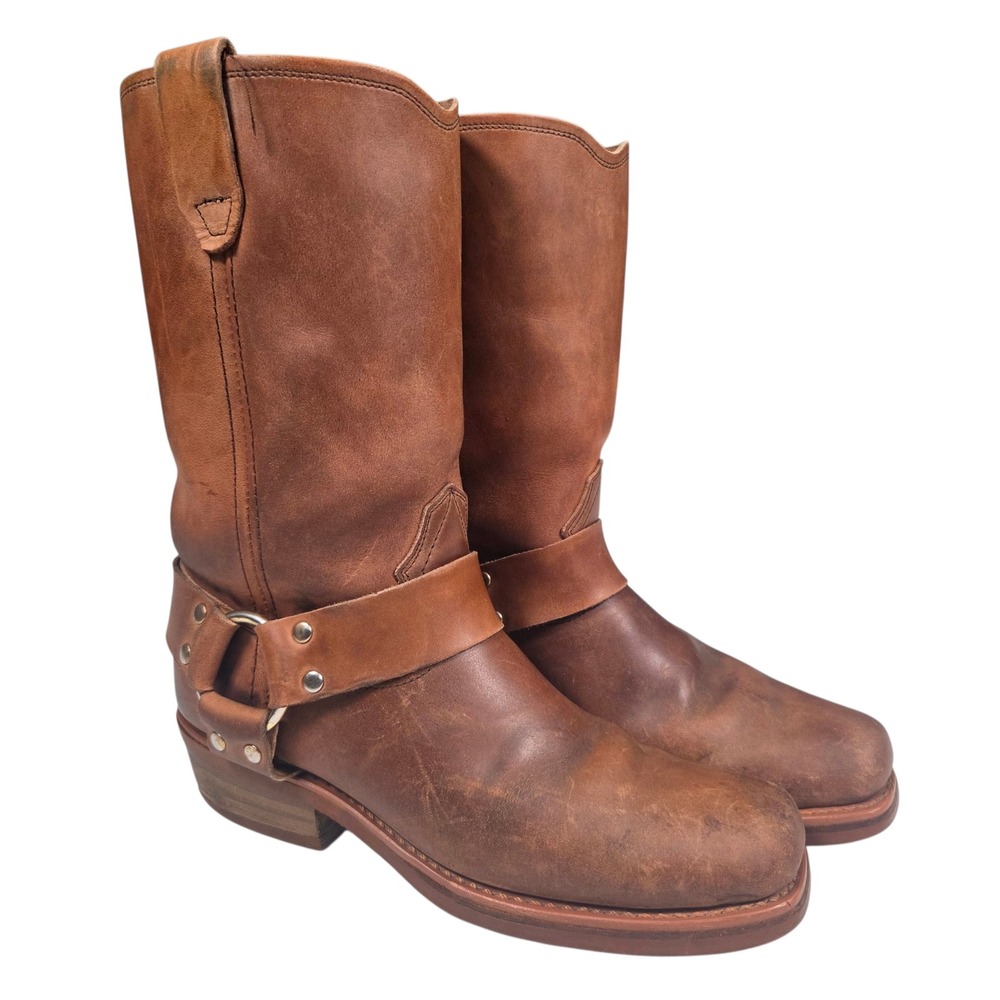 Dingo Molly Harness Boots Womens 6M Brown Leather Square Toe Biker Moto Western